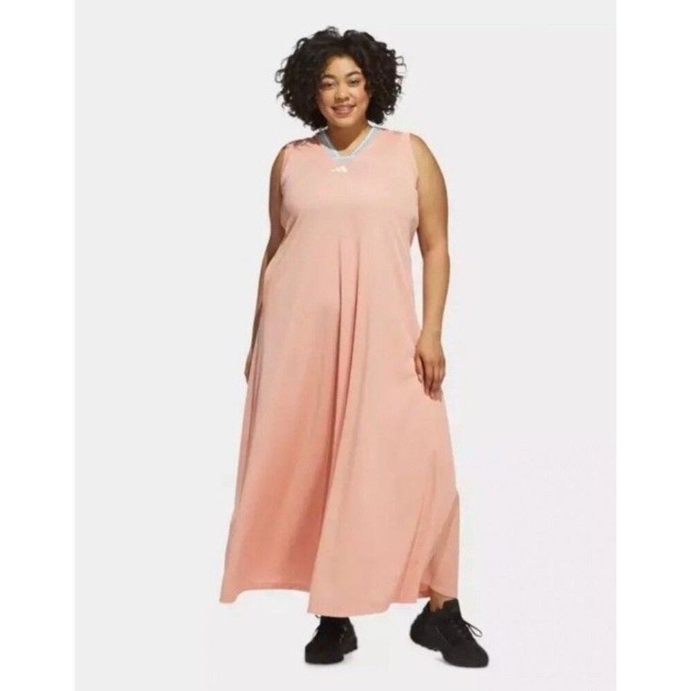 adidas Sleeveless Peach Maxi Dress with V-Neck